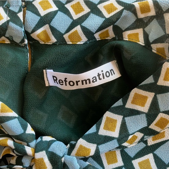 Reformation Cyril Mod Mini Dress in Green Mosaic Size M EUC - Picture 6 of 11